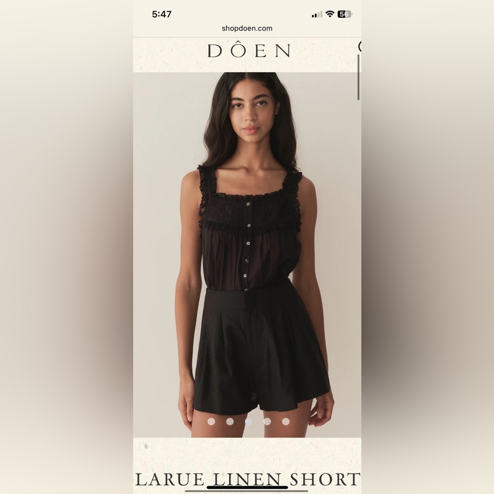 DÔEN High Waist Black Linen Shorts